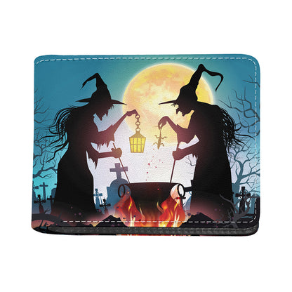 Halloween Witch And Cauldron Print Bifold Wallet