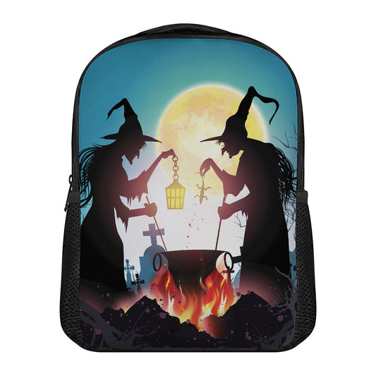 Halloween Witch And Cauldron Print Casual Backpack
