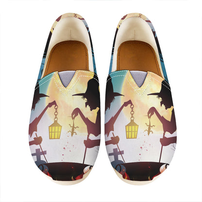 Halloween Witch And Cauldron Print Casual Shoes