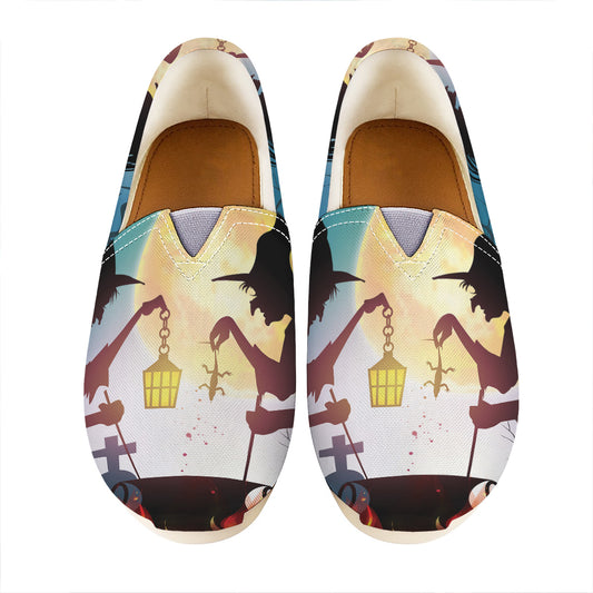 Halloween Witch And Cauldron Print Casual Shoes