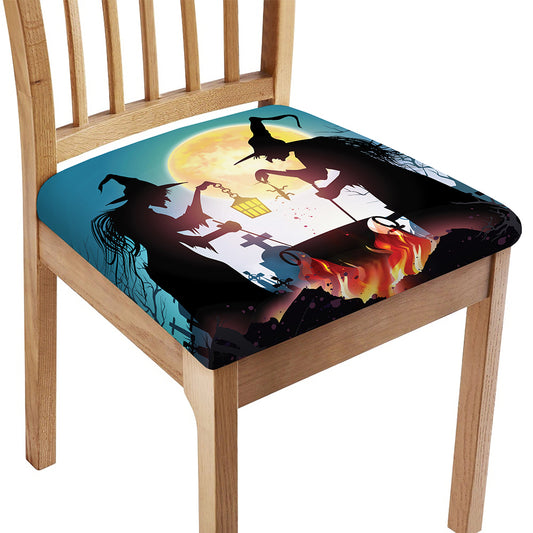 Halloween Witch And Cauldron Print Chair Cushion Cover