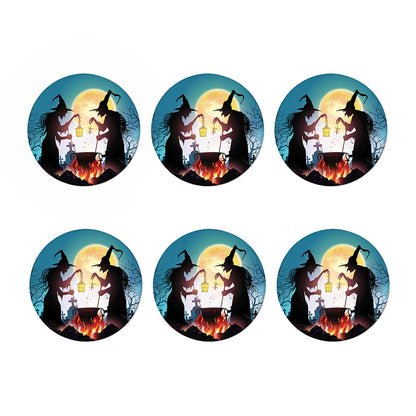 Halloween Witch And Cauldron Print Coaster Set