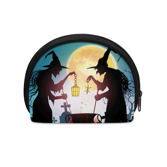 Halloween Witch And Cauldron Print Coin Purse