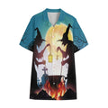 Halloween Witch And Cauldron Print Cotton Hawaiian Shirt