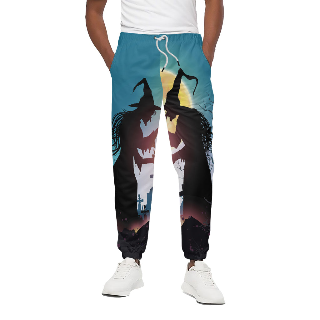 Halloween Witch And Cauldron Print Cotton Pants