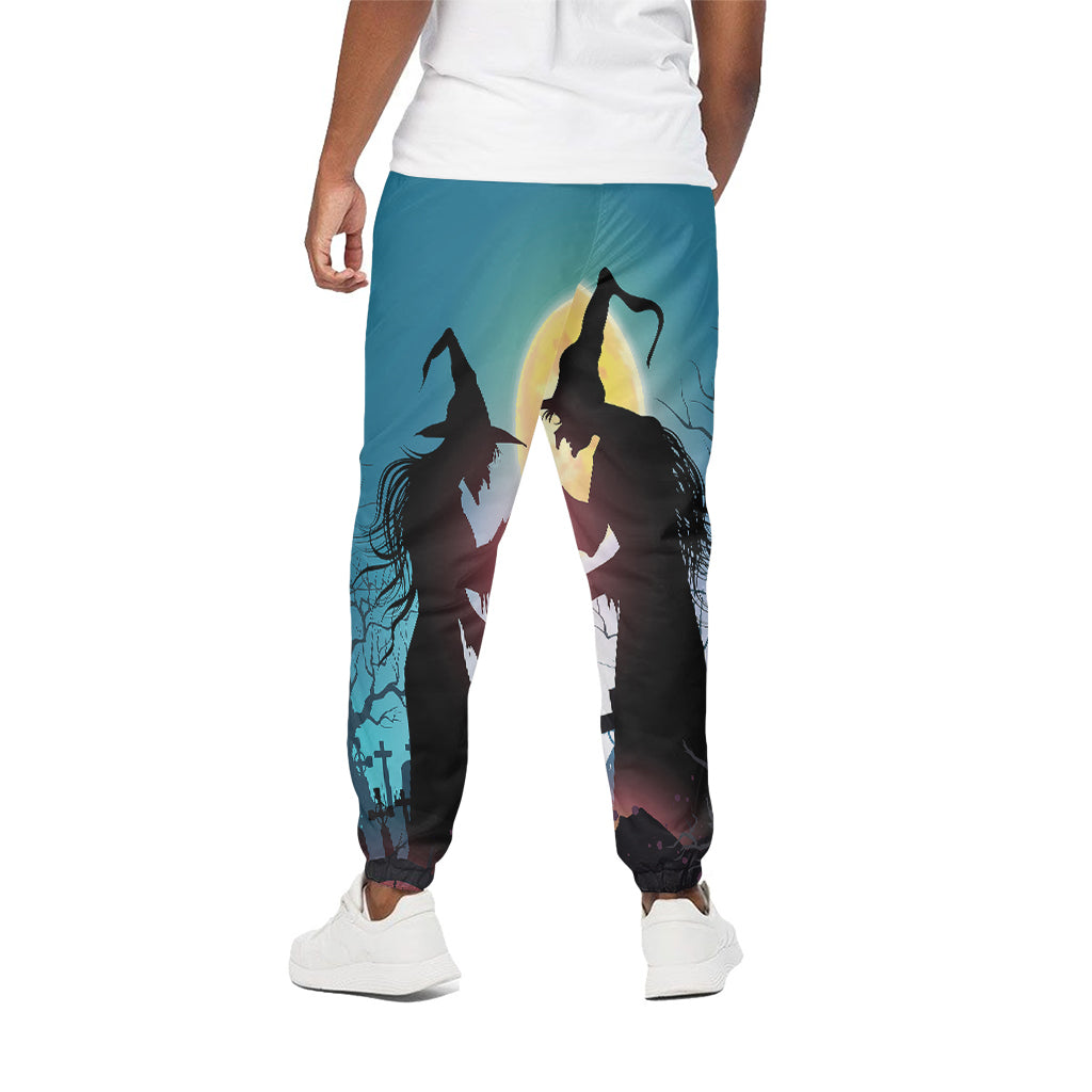 Halloween Witch And Cauldron Print Cotton Pants