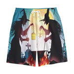 Halloween Witch And Cauldron Print Cotton Shorts