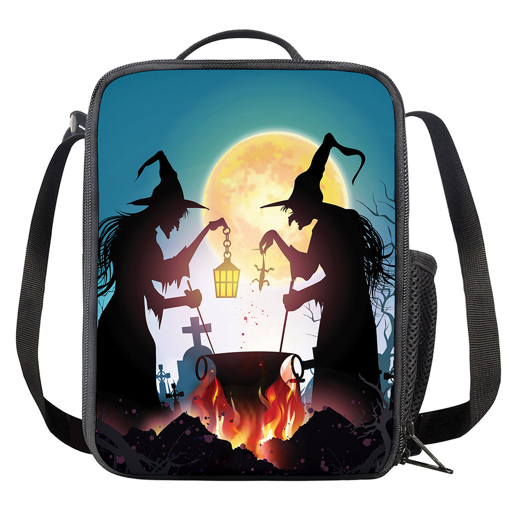 Halloween Witch And Cauldron Print Crossbody Lunch Bag