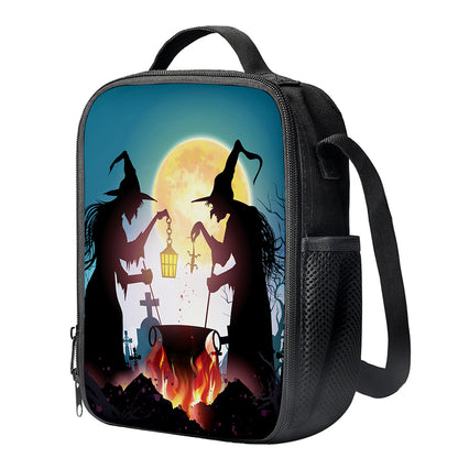 Halloween Witch And Cauldron Print Crossbody Lunch Bag