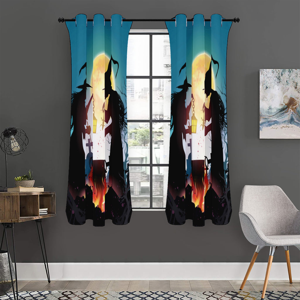 Halloween Witch And Cauldron Print Curtain