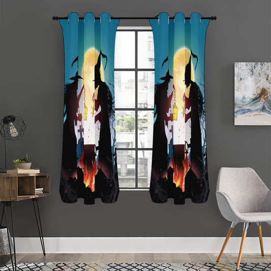 Halloween Witch And Cauldron Print Curtain