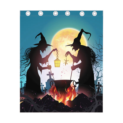 Halloween Witch And Cauldron Print Curtain