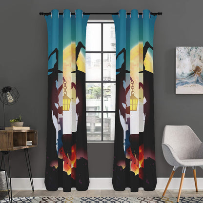 Halloween Witch And Cauldron Print Curtain