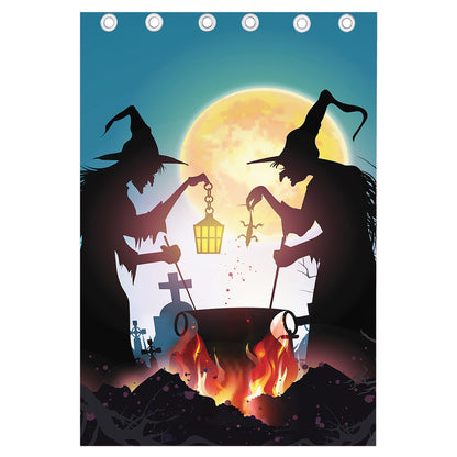 Halloween Witch And Cauldron Print Curtain