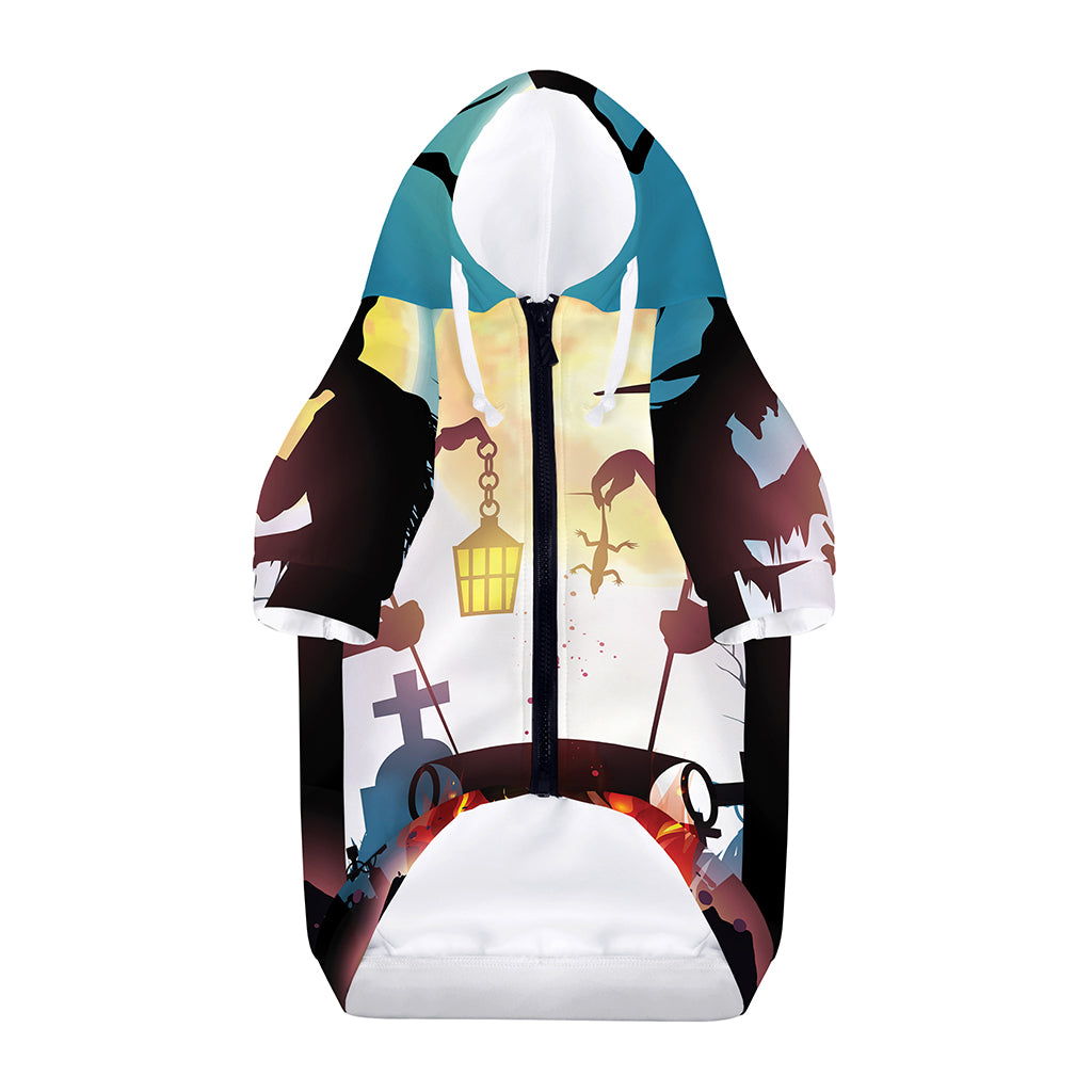 Halloween Witch And Cauldron Print Dog Zip Up Hoodie