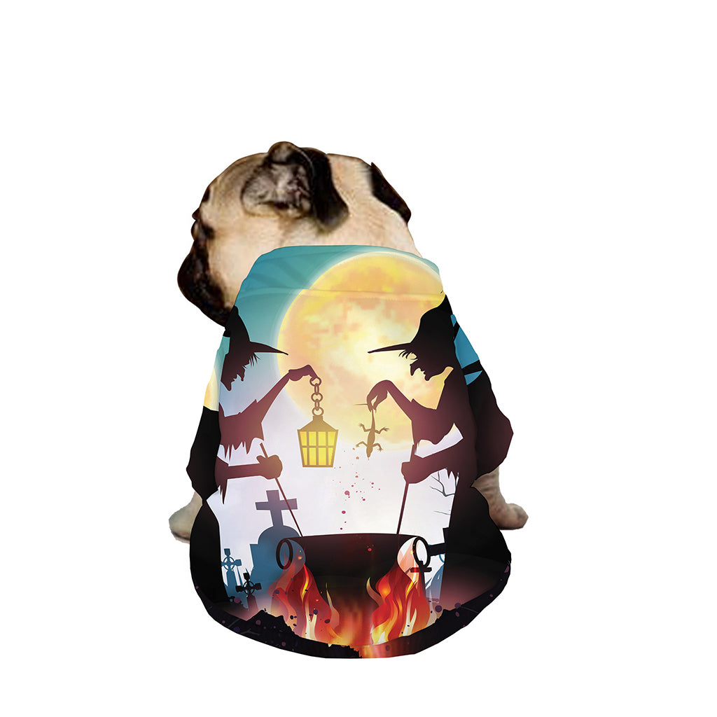 Halloween Witch And Cauldron Print Dog Zip Up Jacket