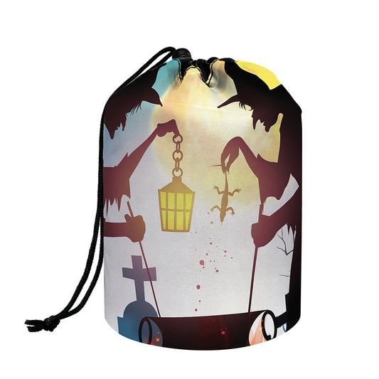 Halloween Witch And Cauldron Print Drawstring Makeup Bag