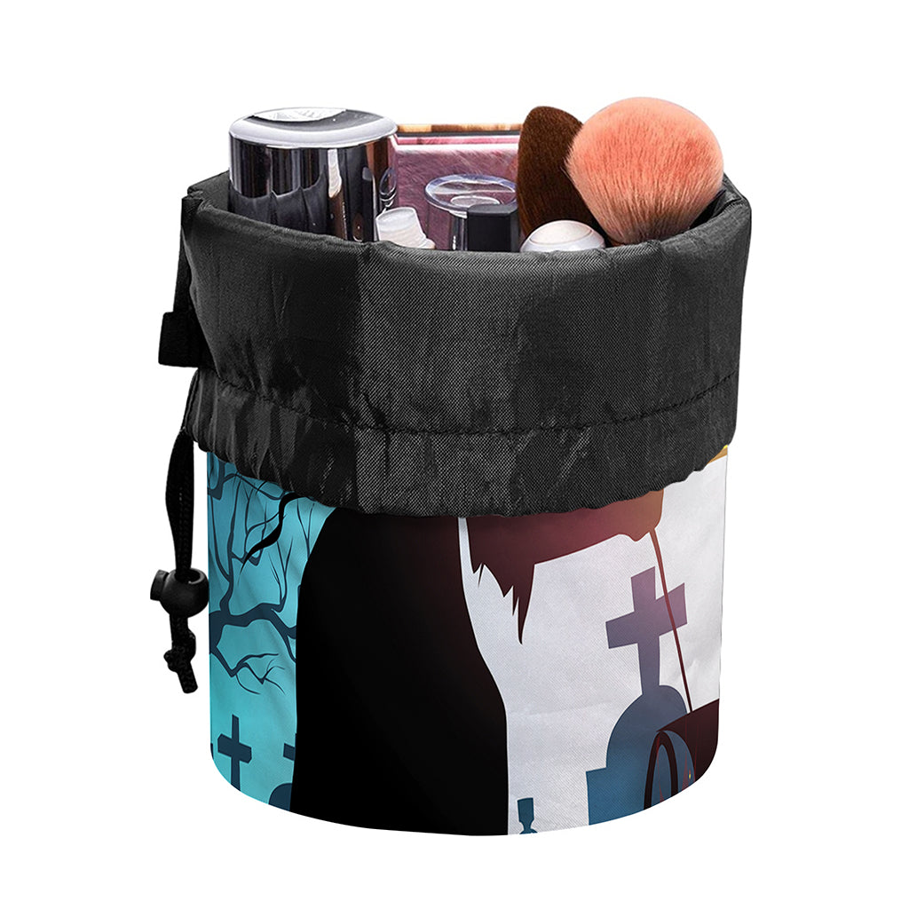 Halloween Witch And Cauldron Print Drawstring Makeup Bag