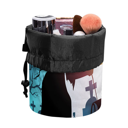Halloween Witch And Cauldron Print Drawstring Makeup Bag