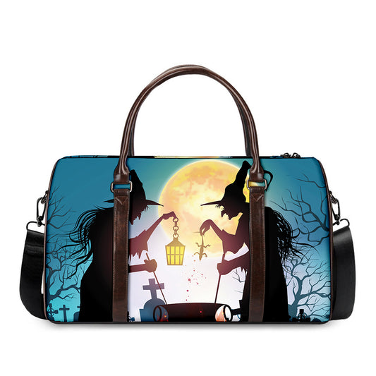 Halloween Witch And Cauldron Print Duffle Bag