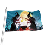 Halloween Witch And Cauldron Print Flag