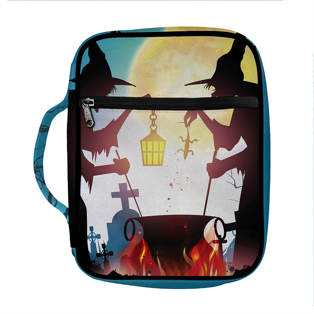 Halloween Witch And Cauldron Print Front Pocket Bible Bag