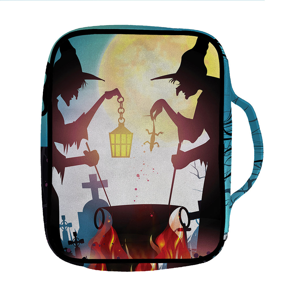 Halloween Witch And Cauldron Print Front Pocket Bible Bag