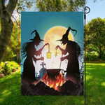 Halloween Witch And Cauldron Print Garden Flag