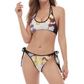 Halloween Witch And Cauldron Print Halter Scoop Tie Side Bikini