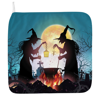 Halloween Witch And Cauldron Print Hand Towel