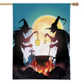 Halloween Witch And Cauldron Print House Flag