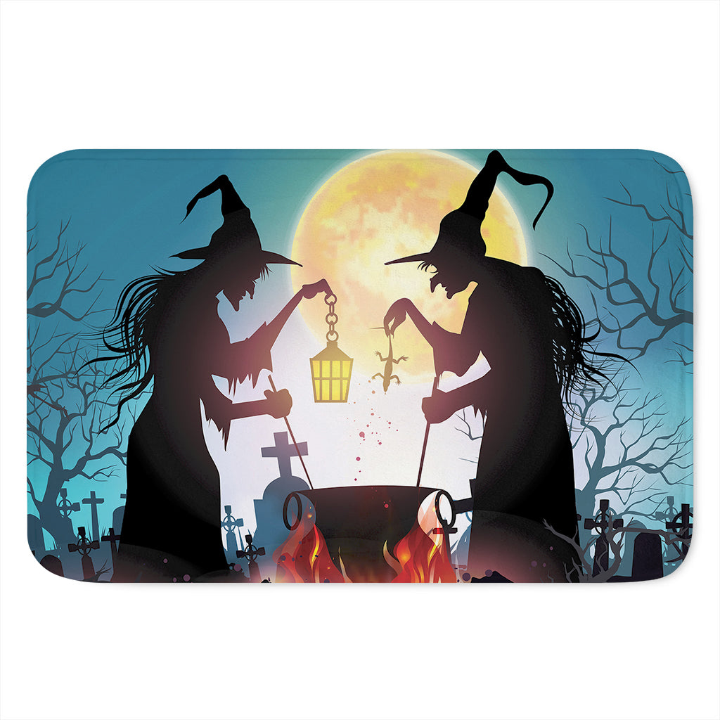 Halloween Witch And Cauldron Print Indoor Door Mat