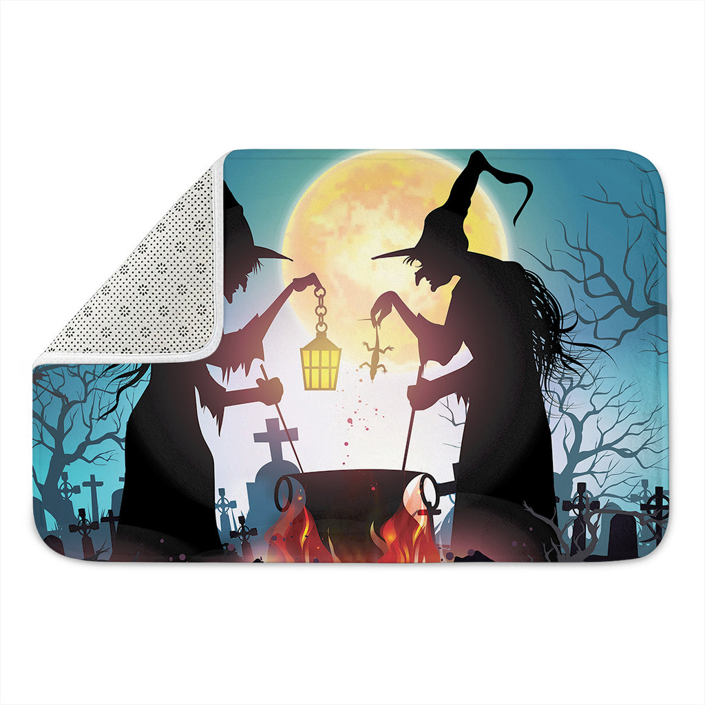 Halloween Witch And Cauldron Print Indoor Door Mat