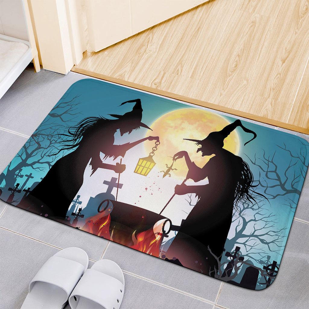 Halloween Witch And Cauldron Print Indoor Door Mat