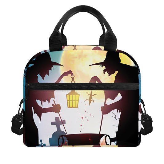 Halloween Witch And Cauldron Print Insulated Lunch Bag