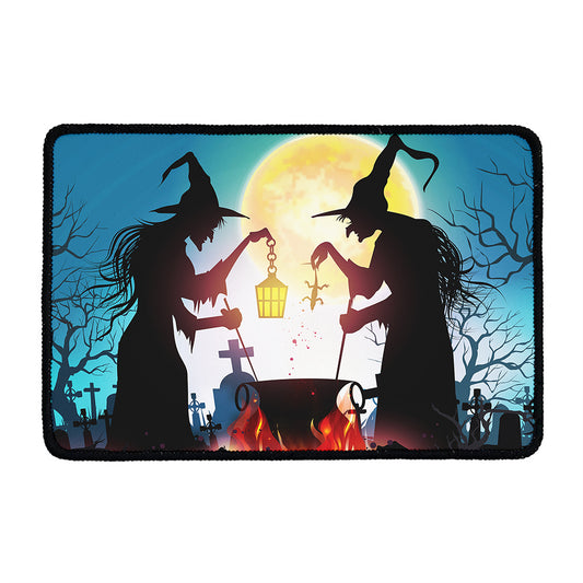 Halloween Witch And Cauldron Print Kitchen Mat