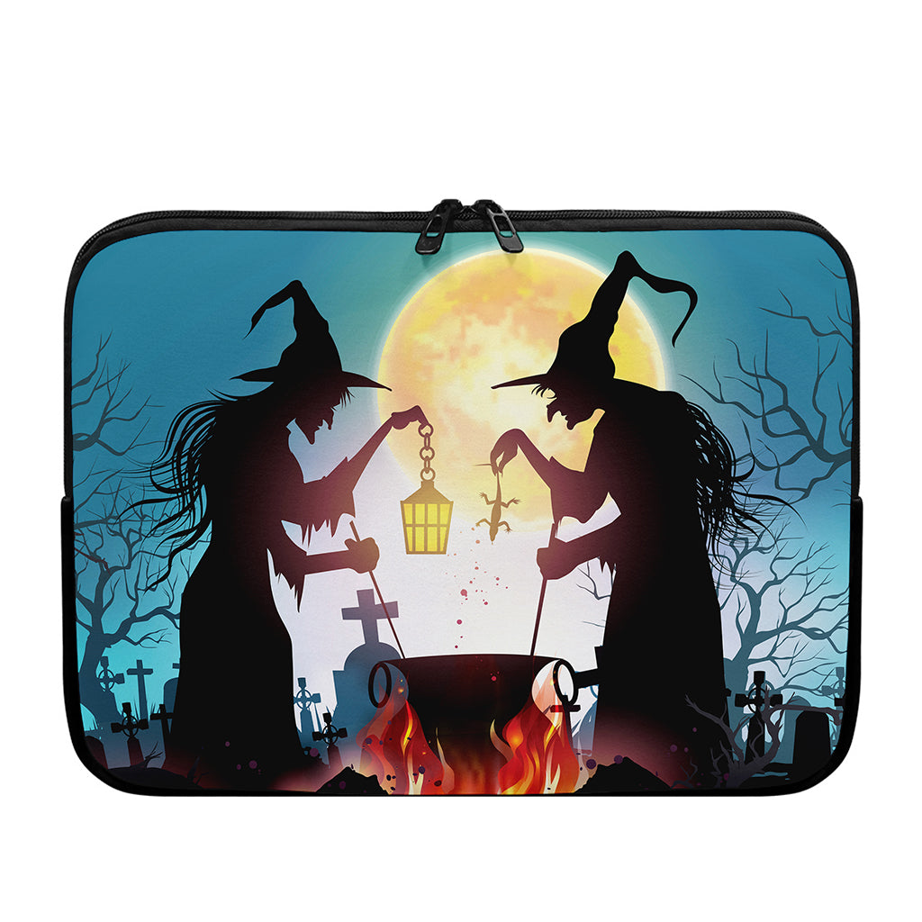 Halloween Witch And Cauldron Print Laptop Sleeve
