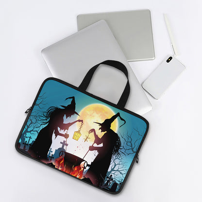Halloween Witch And Cauldron Print Laptop Sleeve With Handle