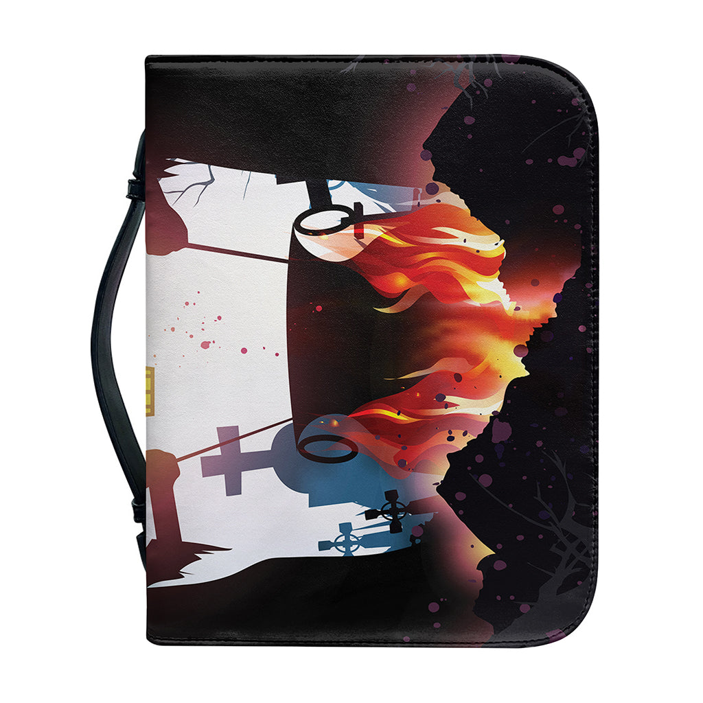 Halloween Witch And Cauldron Print Leather Bible Cover