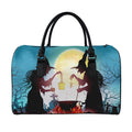 Halloween Witch And Cauldron Print Leather Duffel Bag
