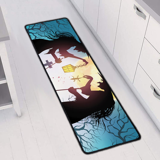 Halloween Witch And Cauldron Print Long Kitchen Mat