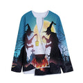 Halloween Witch And Cauldron Print Long Sleeve Short Coat