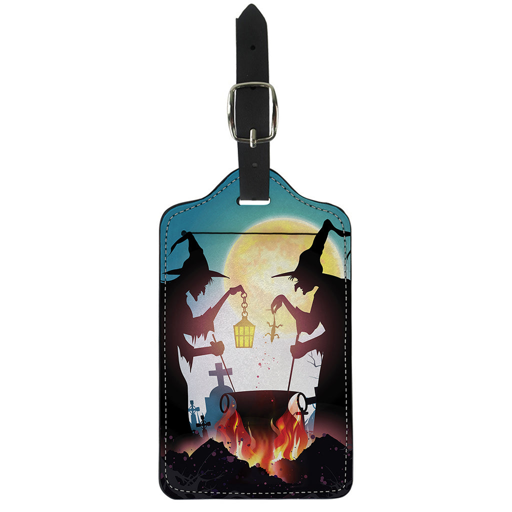 Halloween Witch And Cauldron Print Luggage Tag
