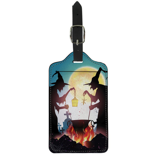 Halloween Witch And Cauldron Print Luggage Tag