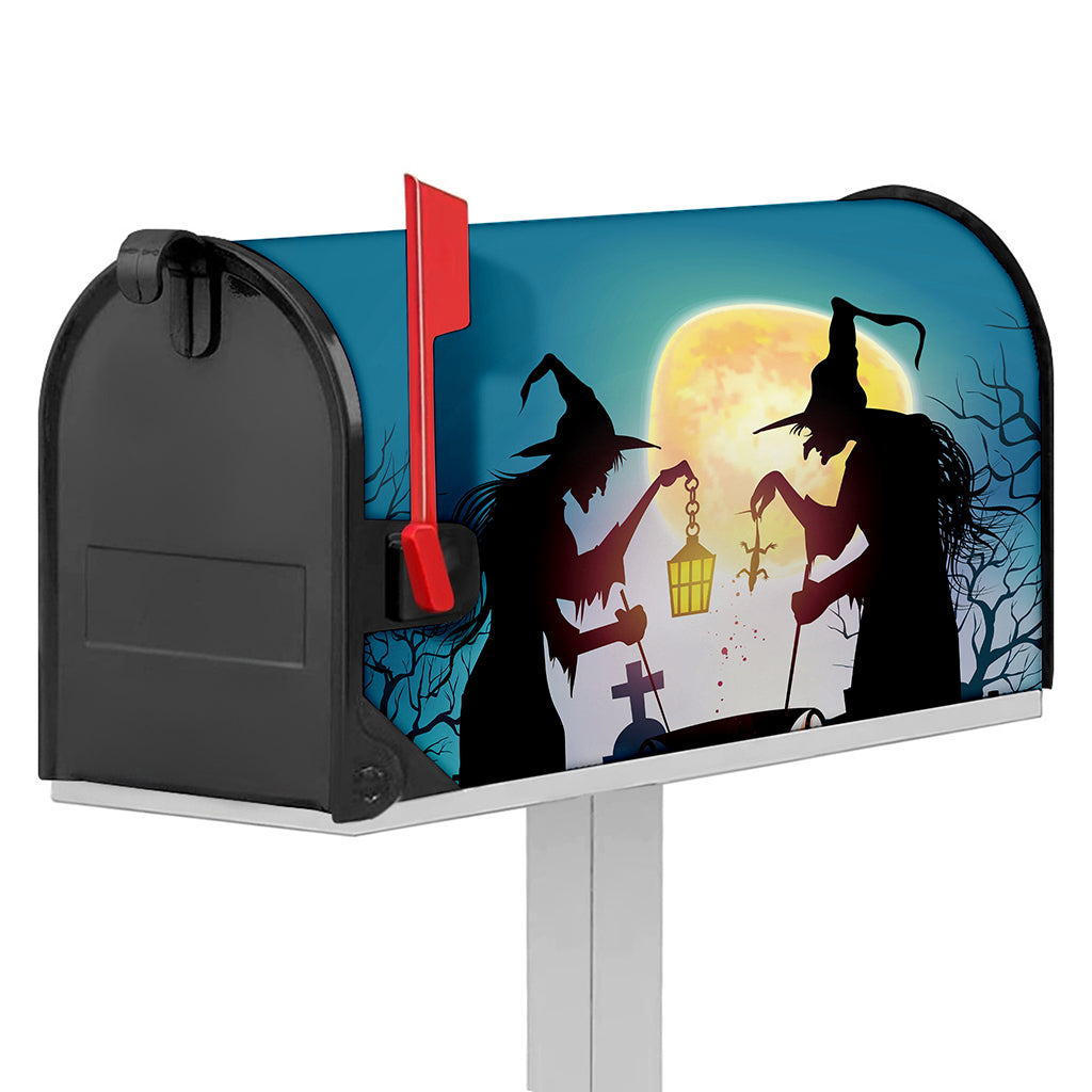 Halloween Witch And Cauldron Print Mailbox Cover
