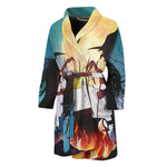 Halloween Witch And Cauldron Print Men's Bathrobe