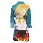 Halloween Witch And Cauldron Print Men's Bathrobe
