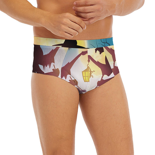 Halloween Witch And Cauldron Print Men's Briefs