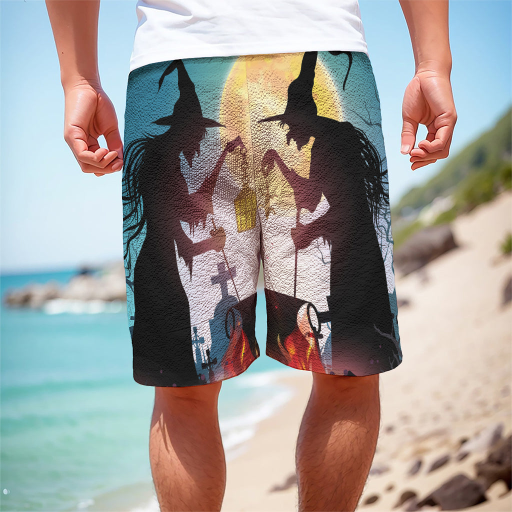 Halloween Witch And Cauldron Print Men's Cargo Shorts