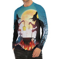 Halloween Witch And Cauldron Print Men's Long Sleeve Rash Guard
